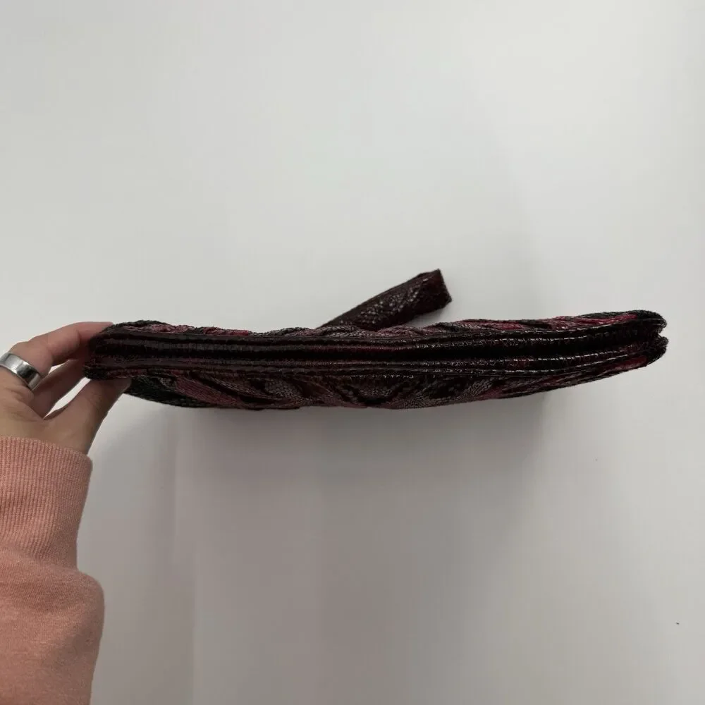Nine West Y2k Faux Leather Snake Skin Wristlet Bag Clutch Evening